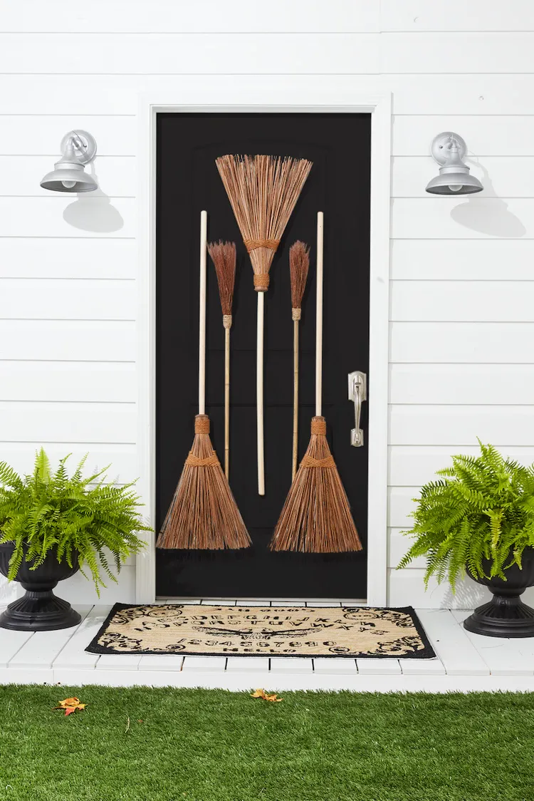 Last Minute Halloween Ideas Broomstick Door Decoration