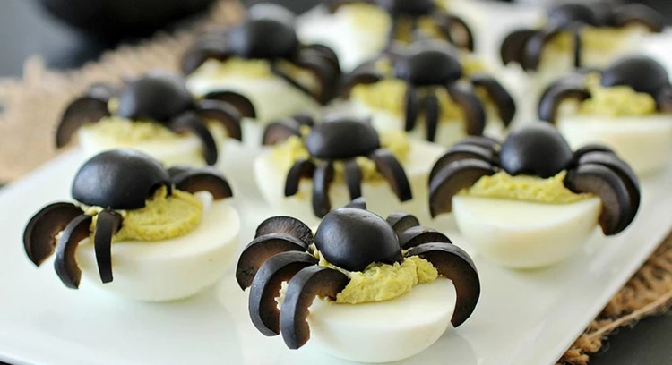 Spider deviled eggs