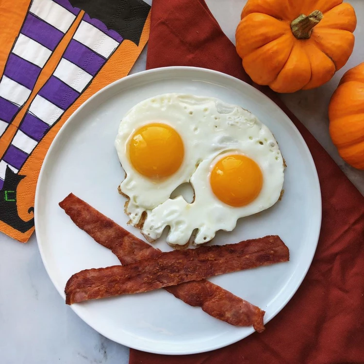 Spooky Bacon and Eggs Skull and Crossbones