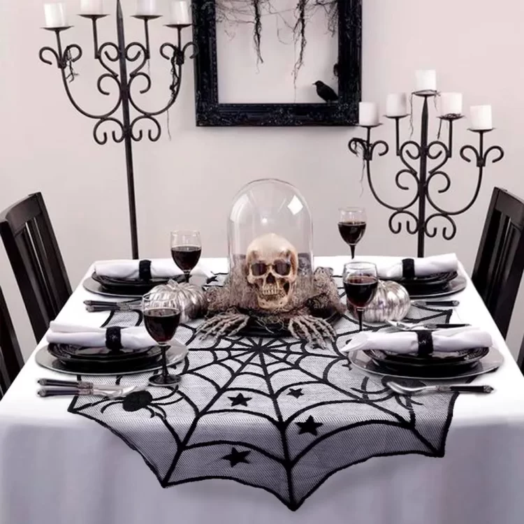 Classic Black and White Tablescape For Halloween