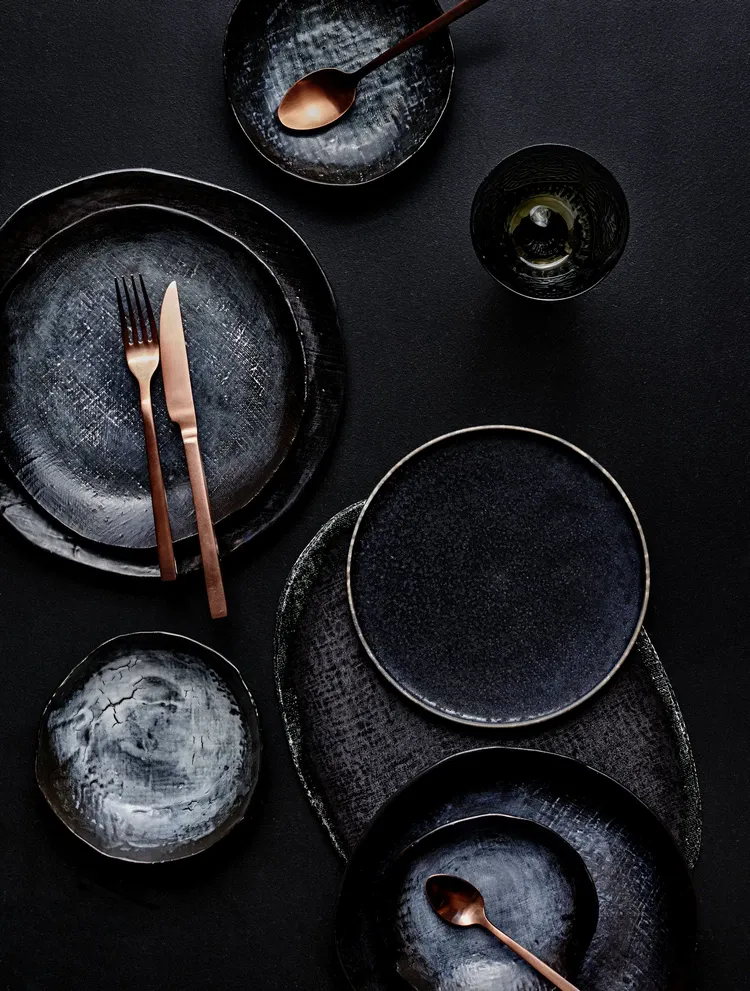 black appetizer plates modern tableware
