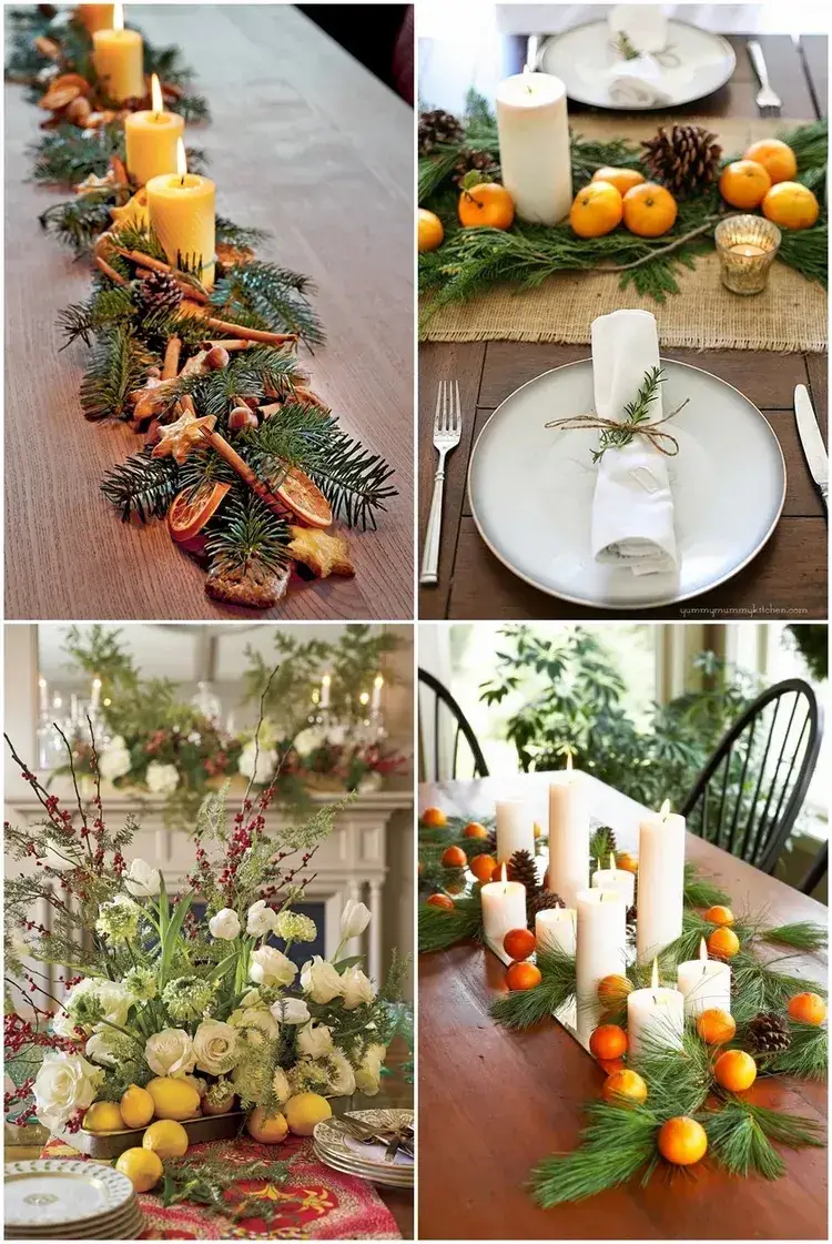 Christmas table decorating ideas with citrus fruits