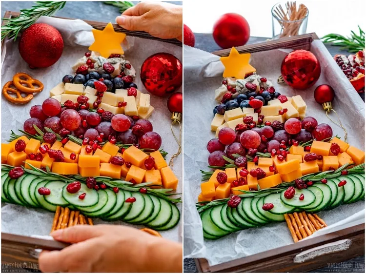 Colorful Christmas Tree Cheese Board Recipe