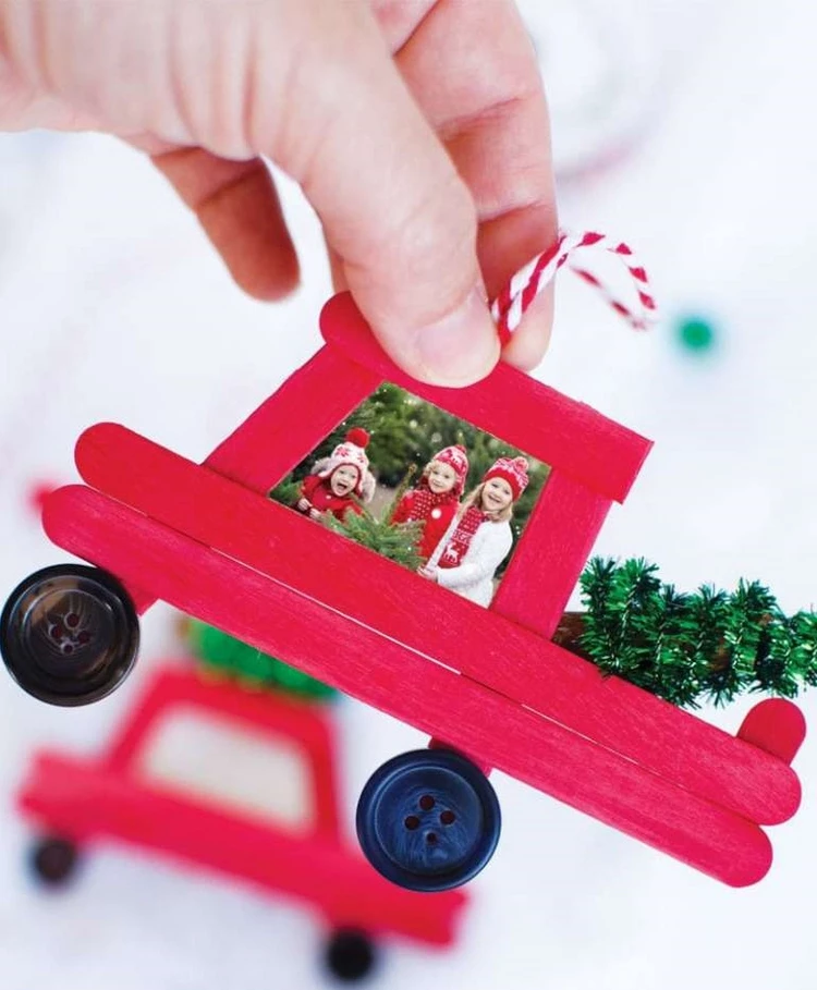 DIY Car and Truck Popsicle Stick Christmas Ornaments
