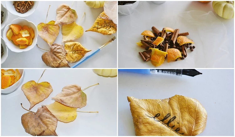 DIY Fall Leaf Place Card for Thanksgiving tutorial