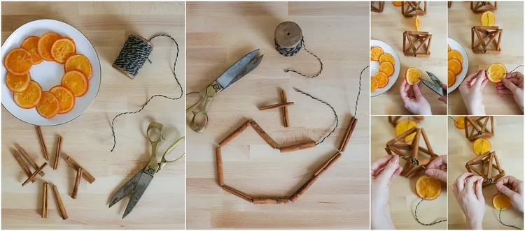 Homemade Cinnamon Himmeli and Dried Orange Garland instructions