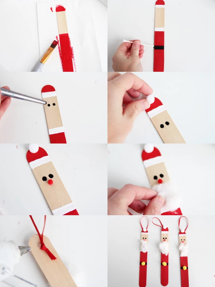 Easy DIY Popsicle Stick Santa Tree Ornaments Step by Step