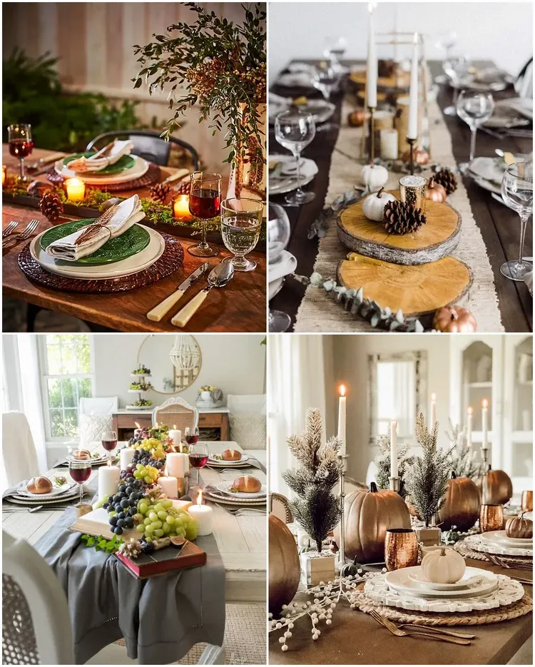 Thanksgiving table decor with natural materials