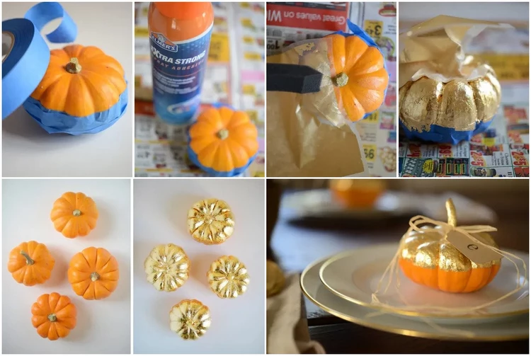 How to Make Gilded Pumpkin Place Cards tutorial