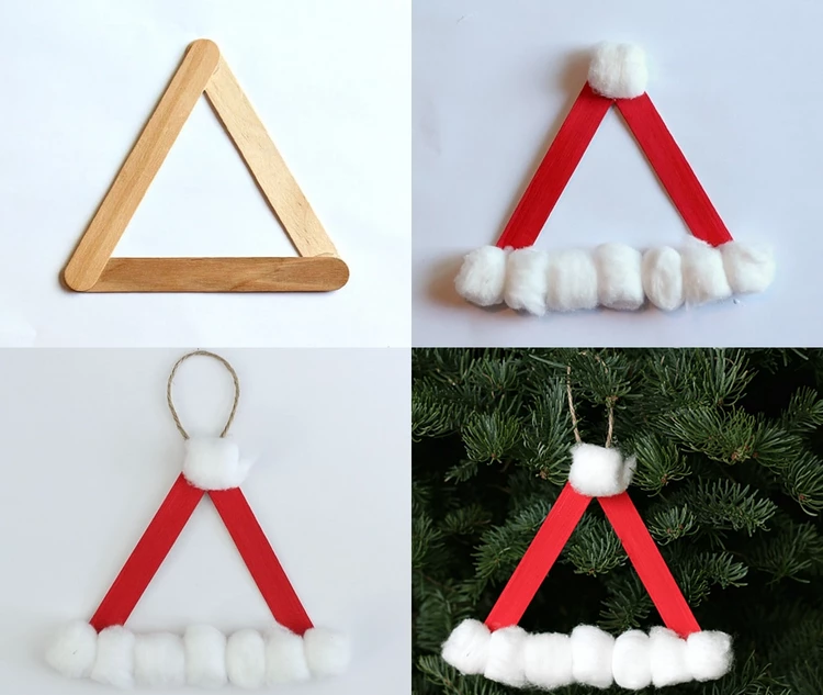 DIY Popsicle Santa Hat Christmas Ornament