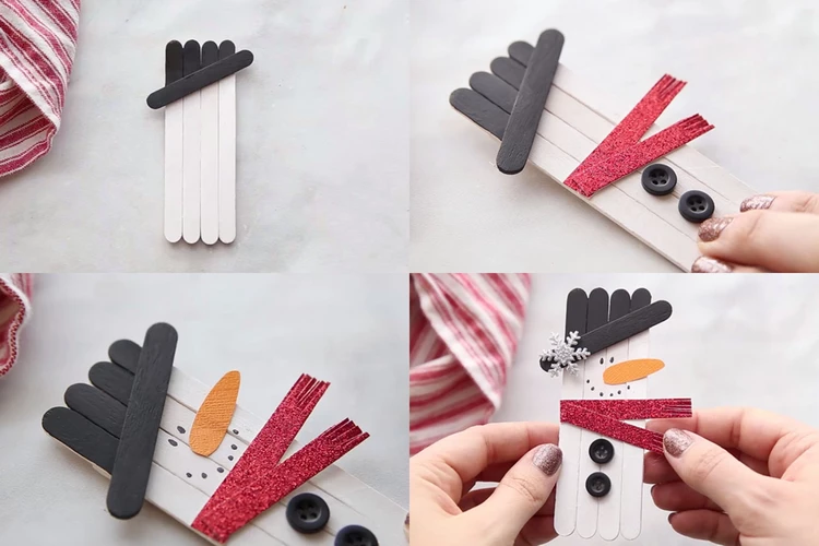 How to make Snowman Popsicle Stick ornament