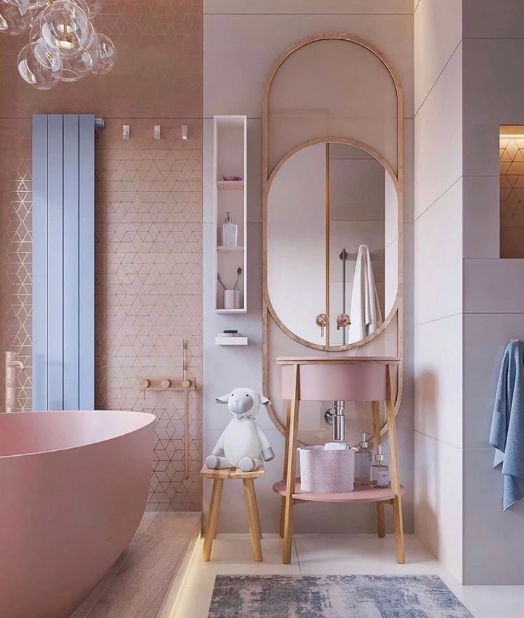 modern home interiors in pastel colors romantic pink bathroom