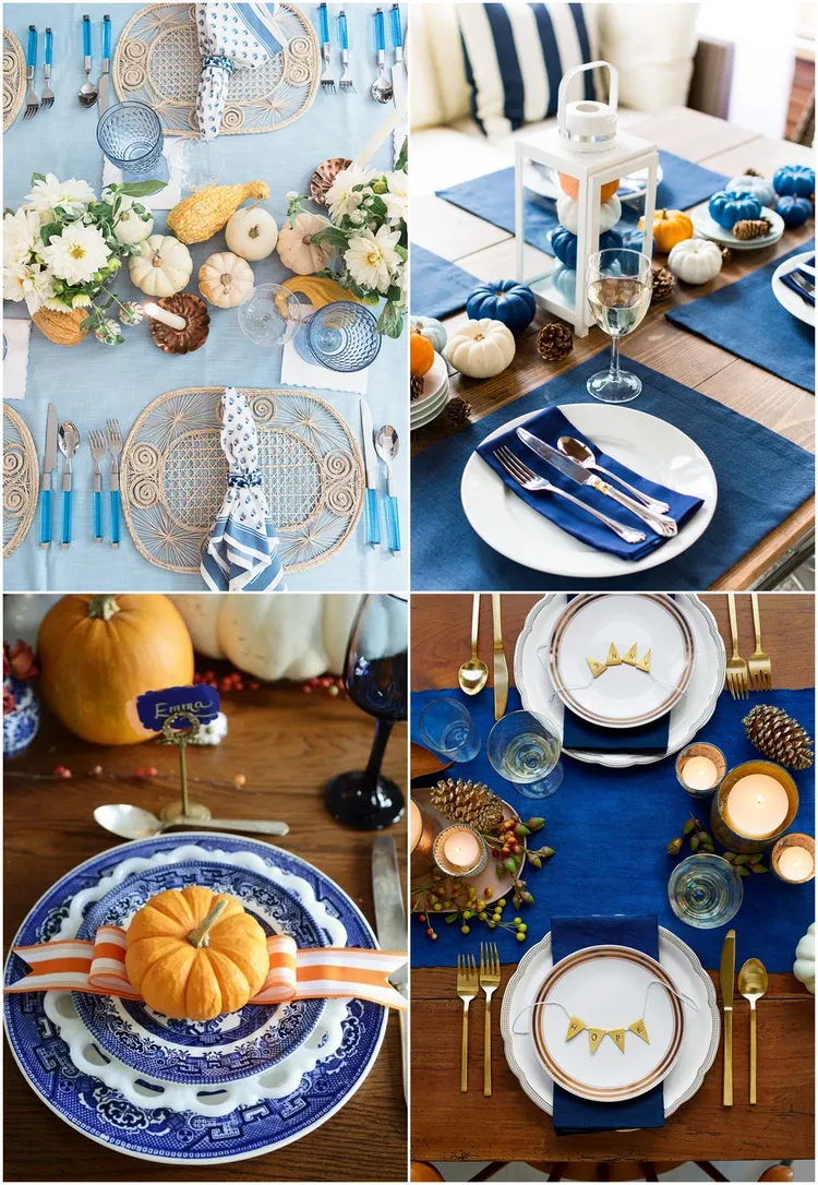 Thanksgiving Blue Table decorating ideas