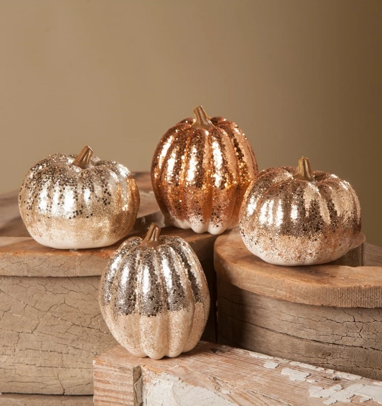Thanksgiving decorating ideas glitter pumpkins
