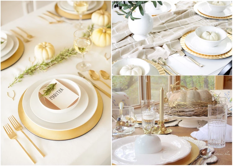 White and Gold Thanksgiving Table Decoration