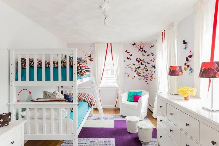 add color accents in white bedroom interior
