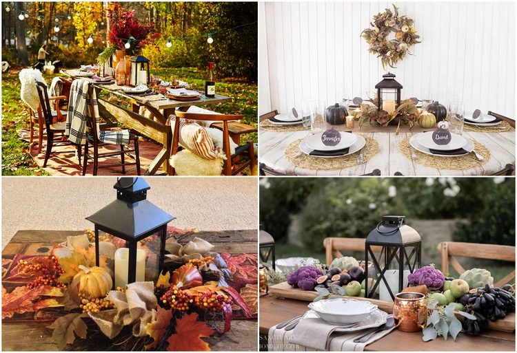 lanterns and candles budget friendly thanksgiving centerpiece