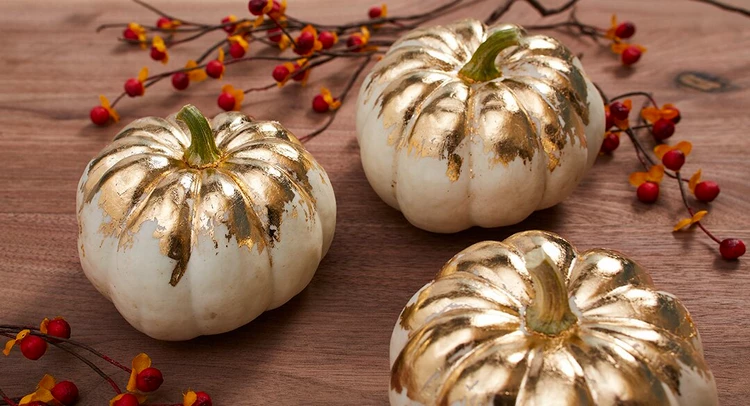 easy DIY gold leaf pumpkins craft