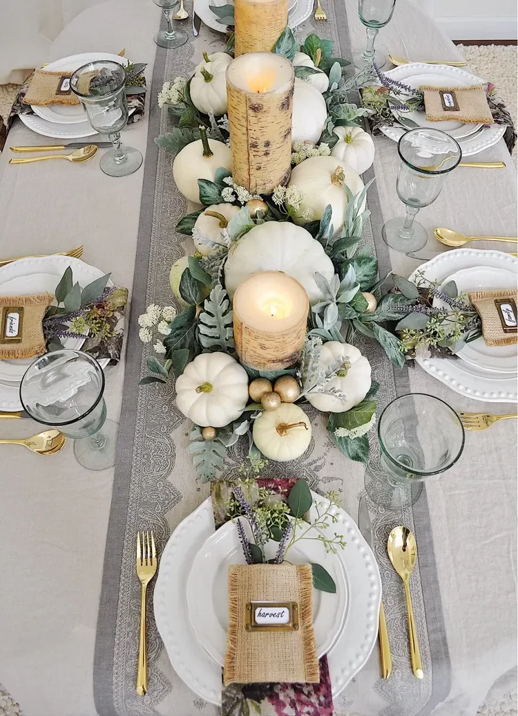 Thanksgiving table centerpiece ideas candles fall fruits