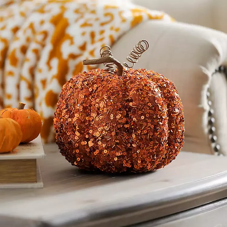 Thanksgiving home decor ideas glitter and beads pumpkin