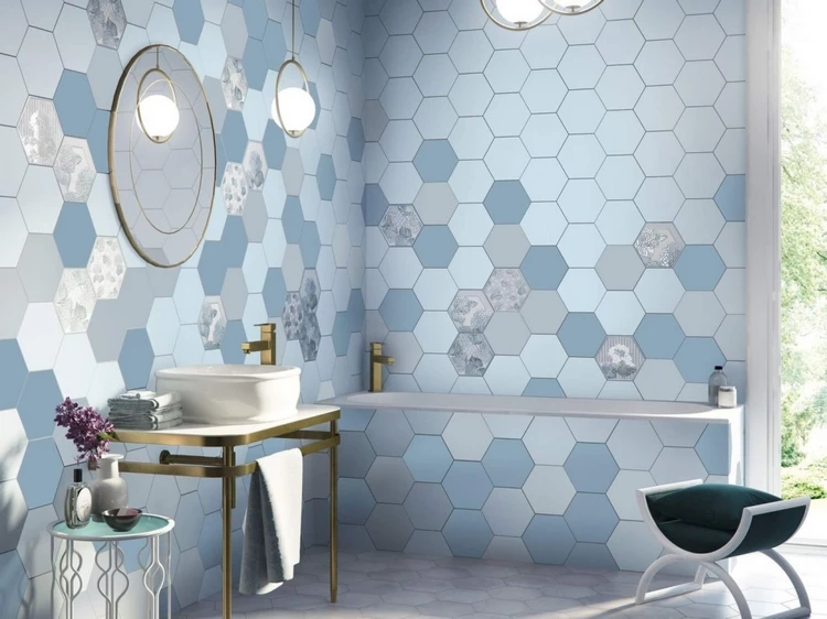 bathroom decor ideas hexagonal tile
