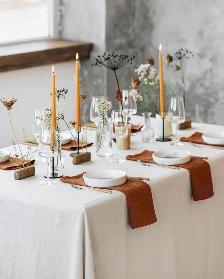 modern minimalist nature inspired Thanksgiving table setting