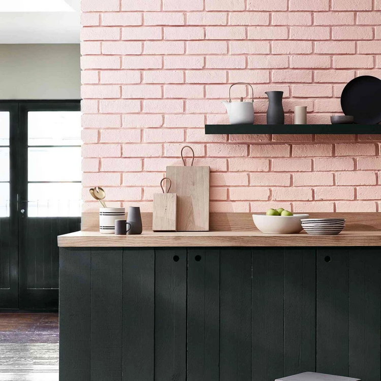 pink and black kitchen design