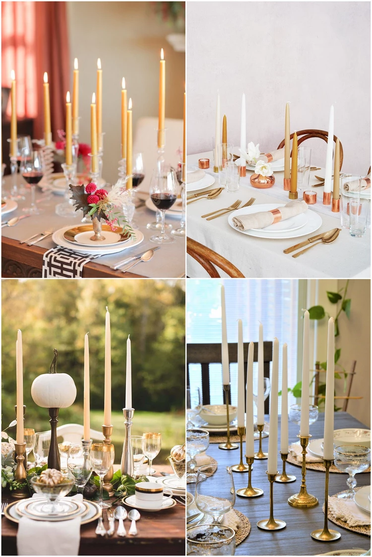 Thanksgiving table centerpiece ideas taper candle holders