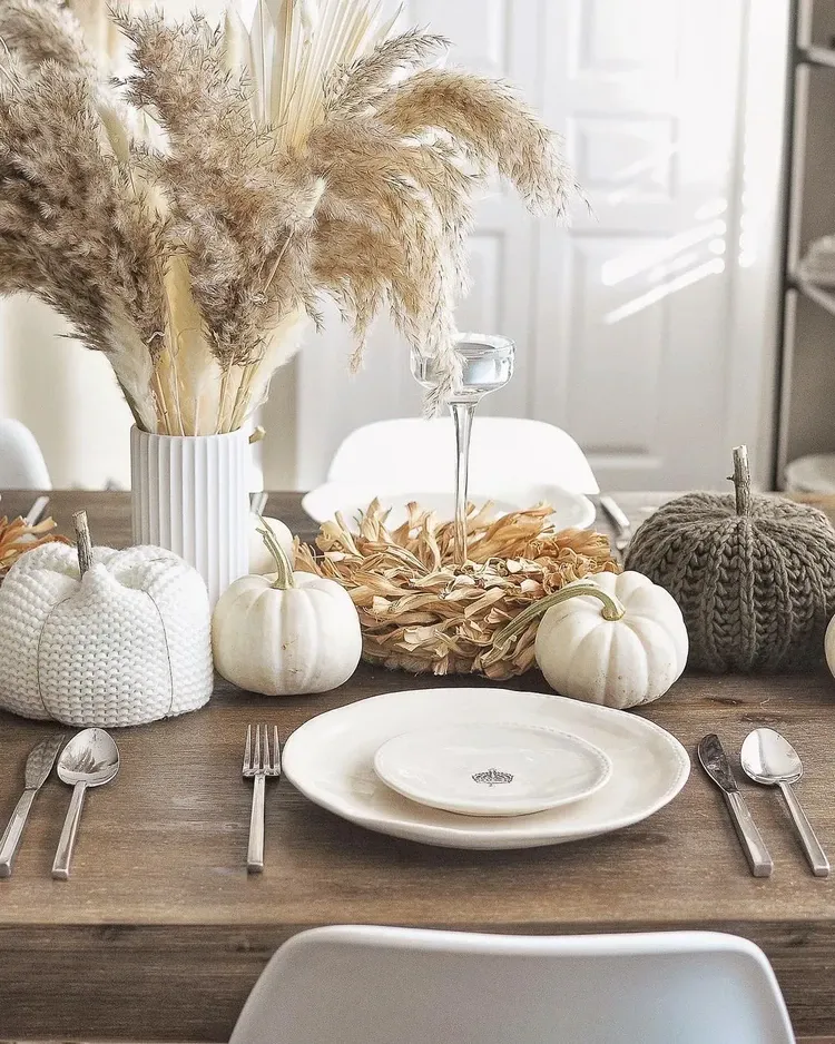 thanksgiving table setting in natural colors
