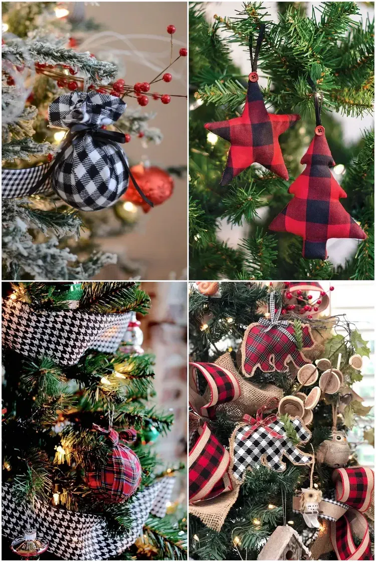 DIY Christmas plaid ornaments ideas
