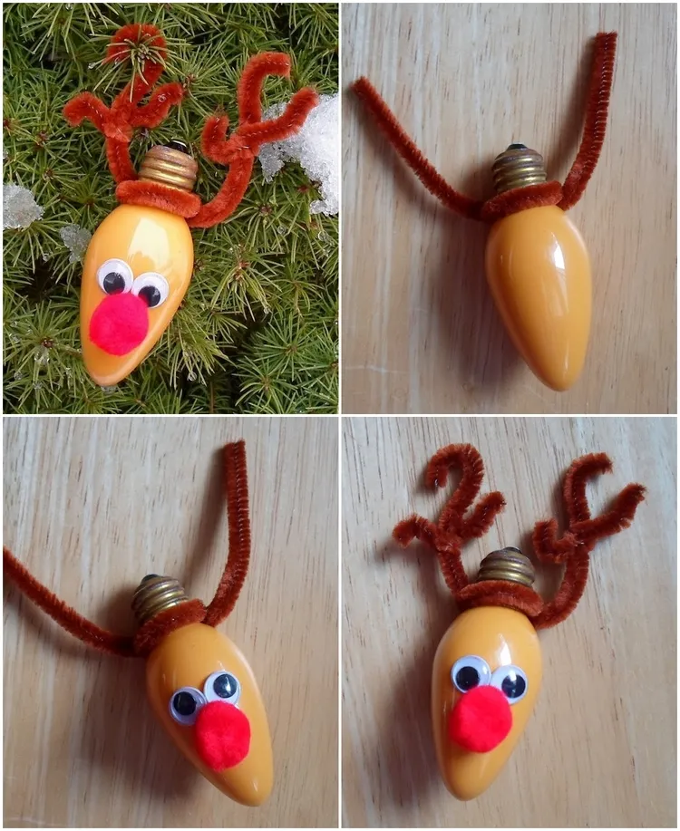 DIY Light Bulb reindeer Christmas Ornament