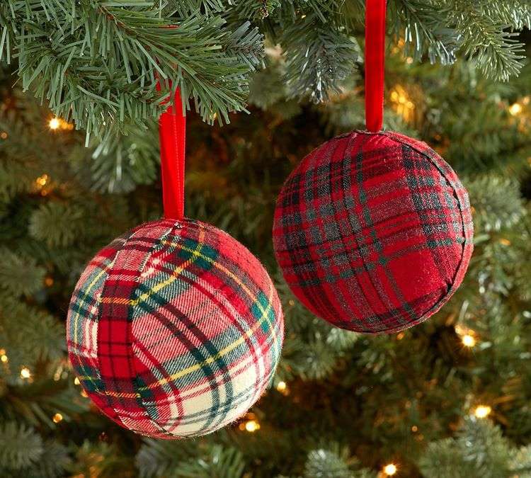 Rustic Decor Ideas Handmade Plaid Tree Ornaments for Christmas