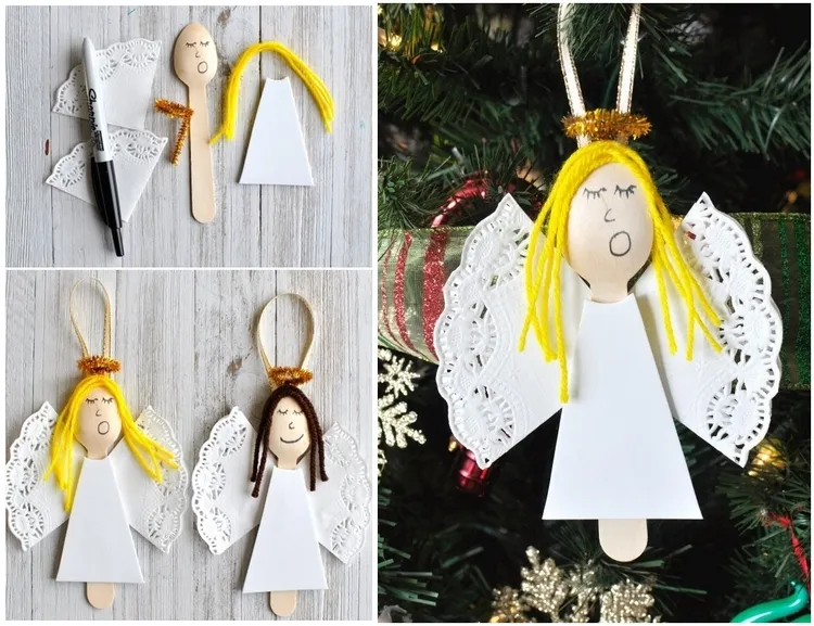 How to Make Wooden Spoon Angel Christmas Ornaments
