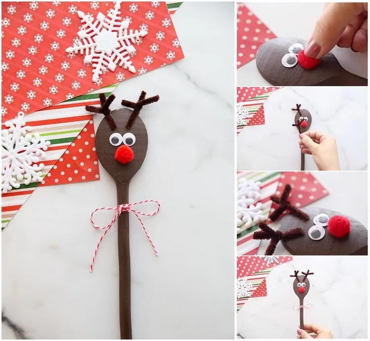 Cómo hacer un reno con una cuchara de madera.