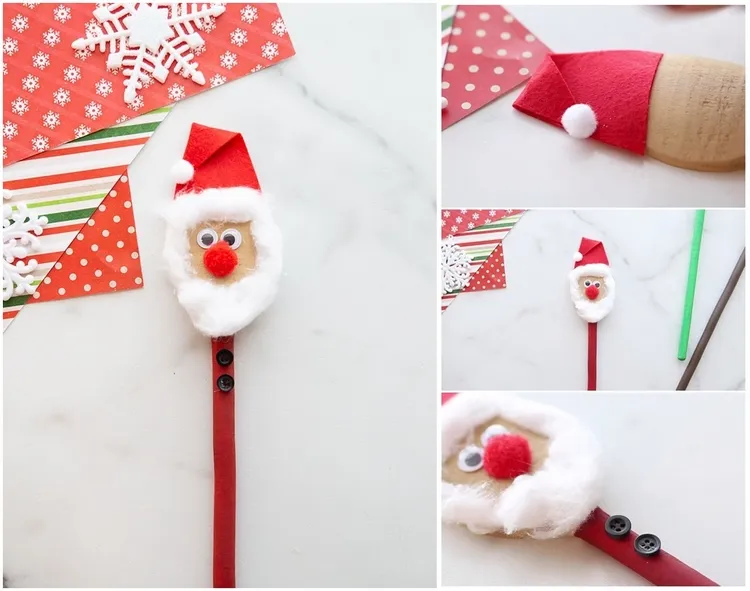 Cómo hacer una cuchara de madera de Papá Noel