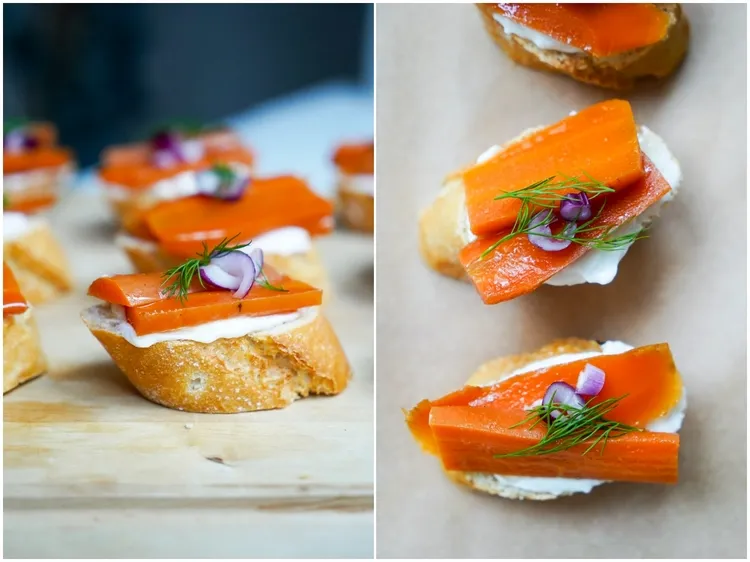 Ideas para bocadillos veganos de salmón y zanahoria para el año nuevo