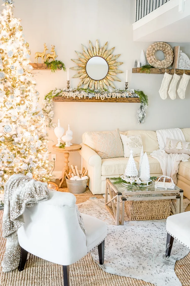 silver white and gold neutral christmas decor ideas