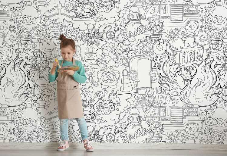 Coloring Wallpaper Decor Element for Kids Rooms