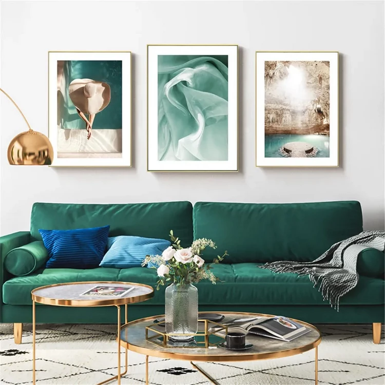 Emerald Green sofa in Living Room
