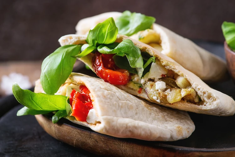 homemade pita bread sandwiches with vegetables