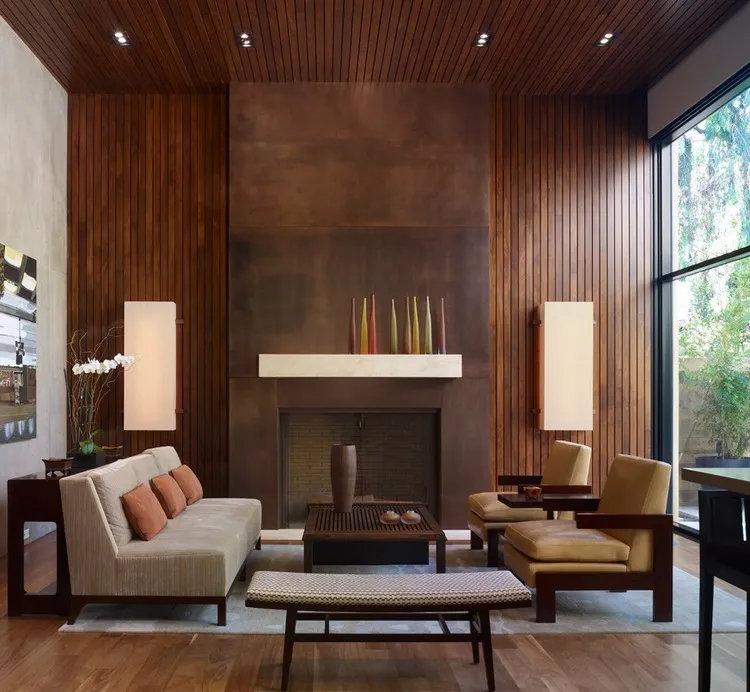 interior design trend natural wood in modern living room