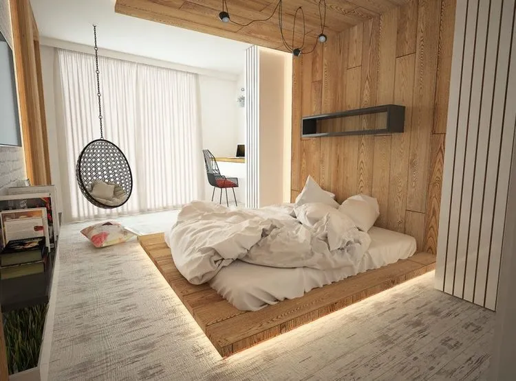 modern bedroom ideas natural wood in interior design