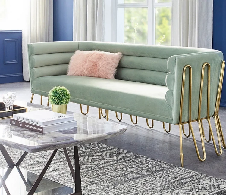 modern green sofa in soft pastel color