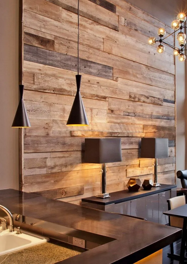 modern home wall decor with natural wood
