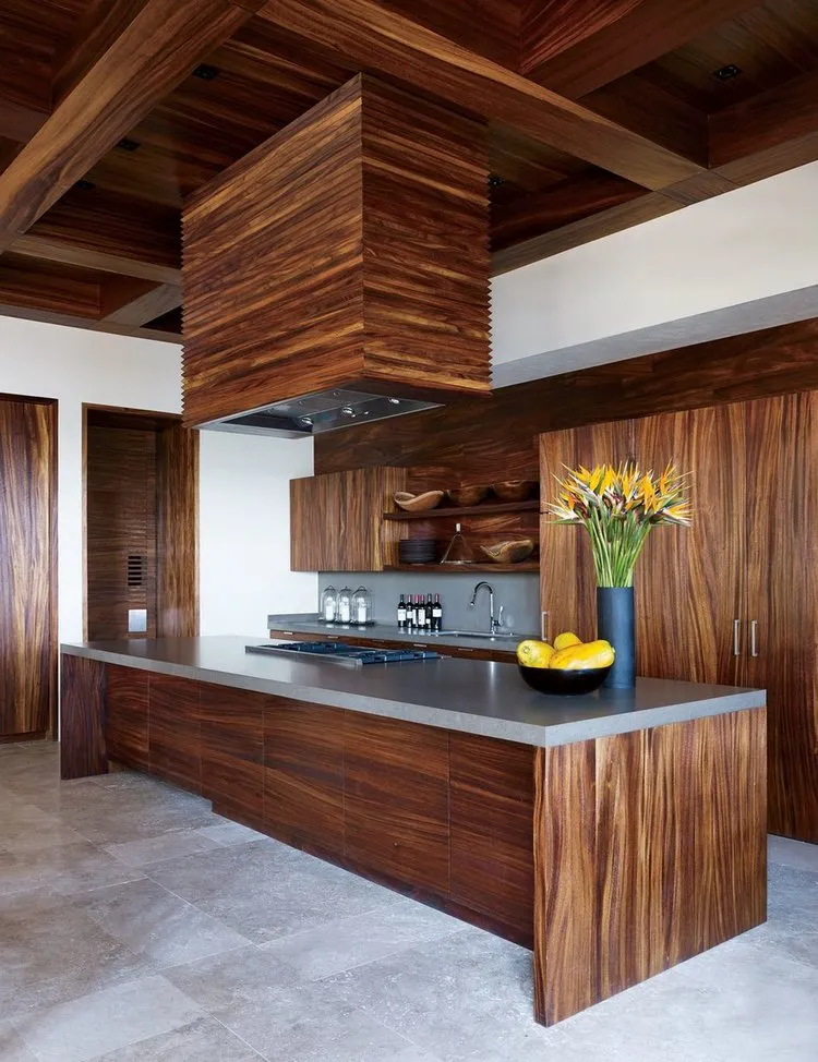 modern kitchen ideas ceiling decor natural wood