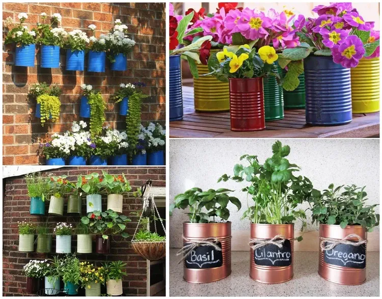 tin can upcycling ideas flower pots