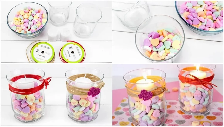 DIY Conversation Heart Votives for Valentines Day