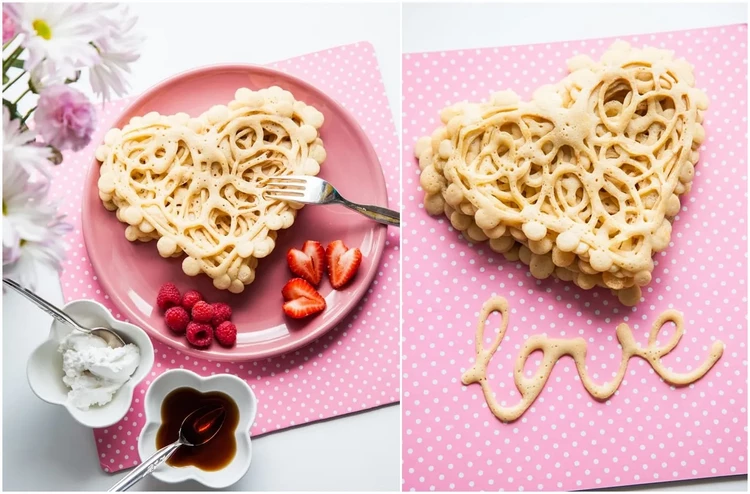 Ideas de desayuno para panqueques de encaje del día de San Valentín