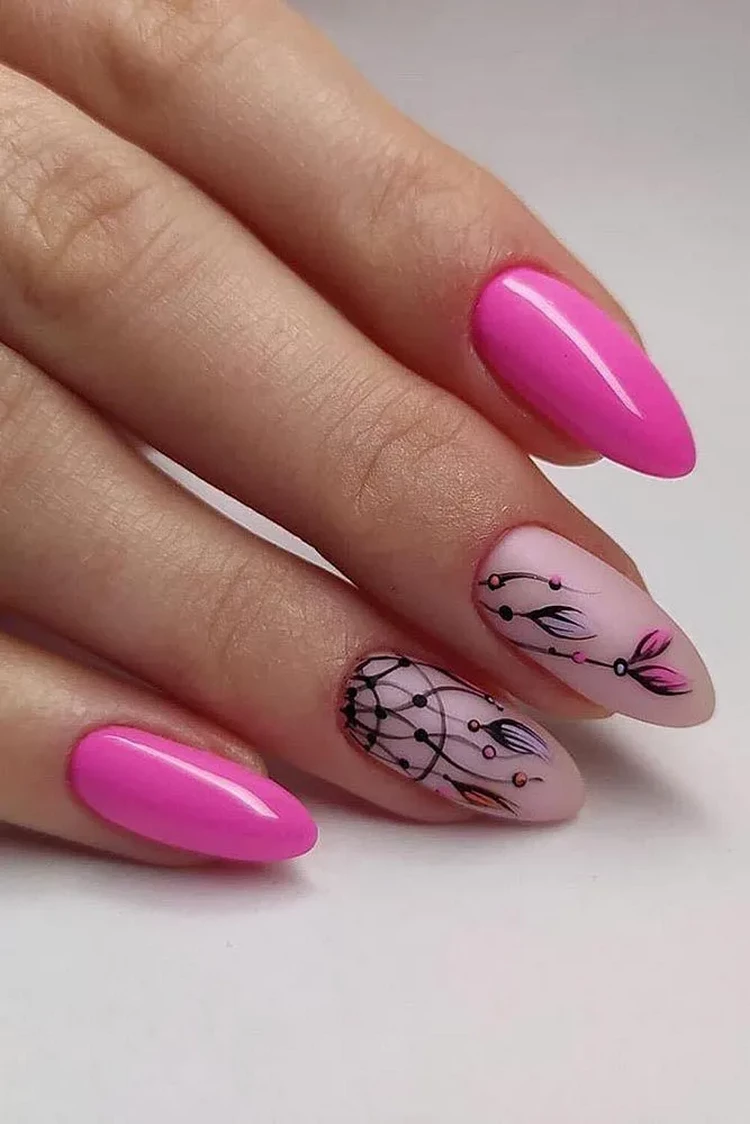 feminine nail art floral pattern