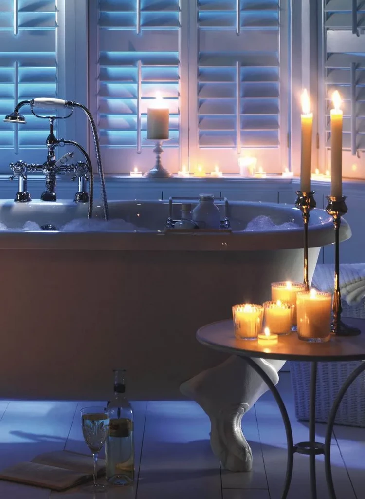 decoración de baño romántica decoración de velas